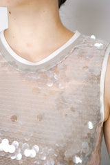 Lorena Antoniazzi Sequin Mesh Tank Top in White Vancouver. Shop Online or in Store.