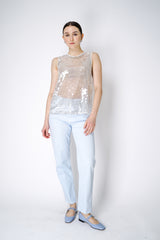 Lorena Antoniazzi Sequin Mesh Tank Top in White Vancouver. Shop Online or in Store.