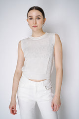 Lorena Antoniazzi Sequined Knit Vest Top in White Vancouver. Shop Online or in Store.