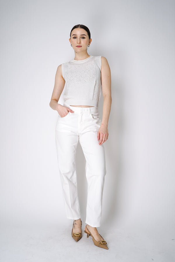 Lorena Antoniazzi Sequined Knit Vest Top in White Vancouver. Shop Online or in Store.