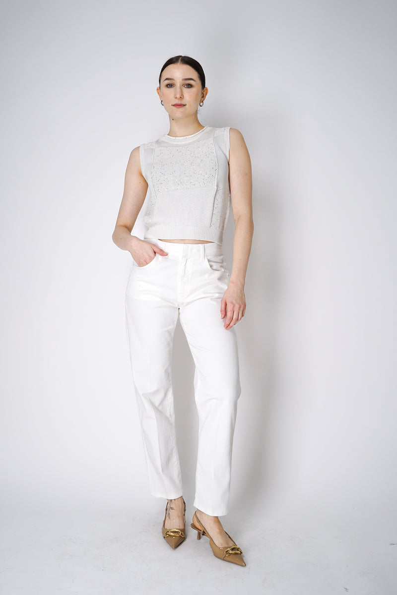 Lorena Antoniazzi Sequined Knit Vest Top in White Vancouver. Shop Online or in Store.