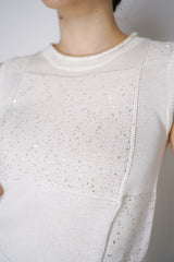 Lorena Antoniazzi Sequined Knit Vest Top in White Vancouver. Shop Online or in Store.