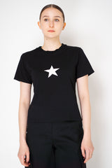 Lorena Antoniazzi Short Sleeve Cotton T-Shirt with Sequined Star Appliqué in Black Vancouver. Shop Online or in Store.