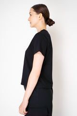 Lorena Antoniazzi Short Sleeve Cotton T-Shirt with Sequined Star Appliqué in Black Vancouver. Shop Online or in Store.