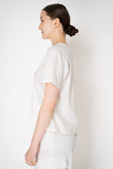Lorena Antoniazzi Short Sleeve Cotton T-Shirt with Sequined Star Appliqué in Off-White Vancouver. Shop Online or in Store.