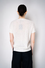 Lorena Antoniazzi Short Sleeve Knit Top with All Over Sequins in White Vancouver. Shop Online or in Store