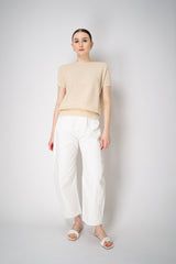 Lorena Antoniazzi Short Sleeve Knit Top with All Over Tonal Sequins in Gold Vancouver. Shop Online or in Store.