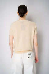 Lorena Antoniazzi Short Sleeve Knit Top with All Over Tonal Sequins in Gold Vancouver. Shop Online or in Store.