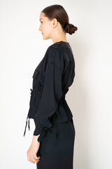 Lorena Antoniazzi Silk Cropped Cinched Jacket in Black Vancouver. Shop Online or in Store.