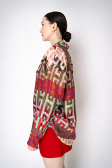 Lorena Antoniazzi Silk Long Sleeve Retro Shirt in Multicolour Print Vancouver. Shop Online or in Store