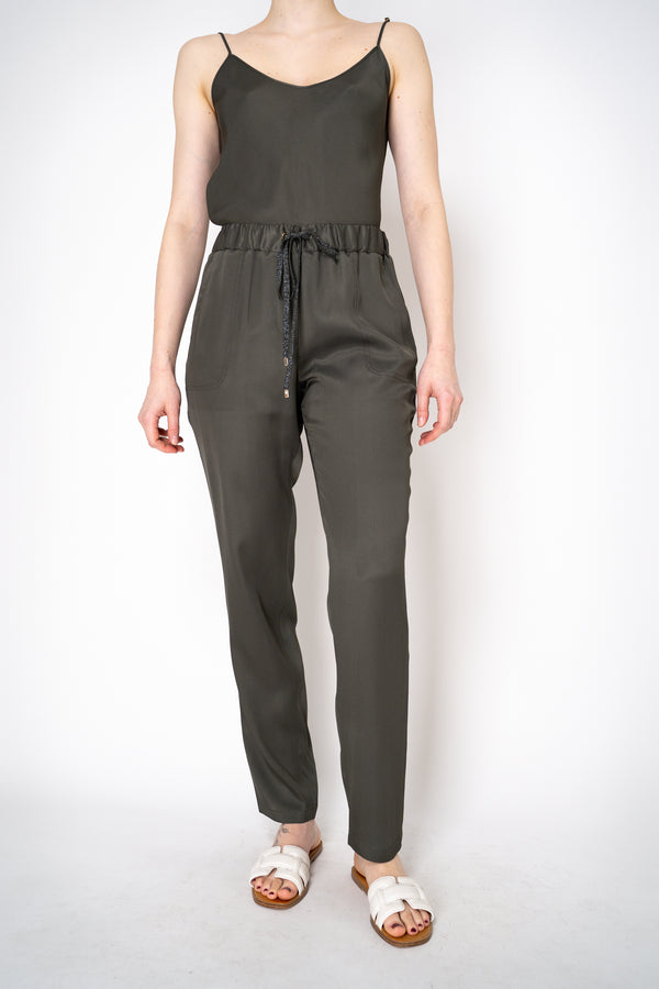 Lorena Antoniazzi Silk Pull-On Pants in Olive Green Vancouver. Shop Online or in Store