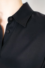 Lorena Antoniazzi Silk Twill Button-up Blouse in Black Vancouver. Shop Online or in Store.