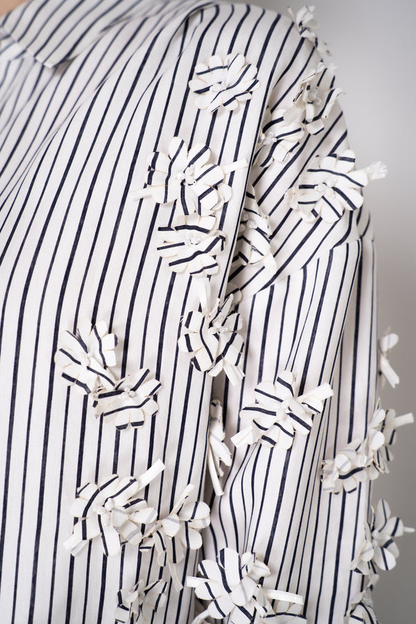 Lorena Antoniazzi Silk Viscose Button-Up Blouse with Flower Appliqué Vancouver. Shop Online or in Store