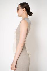 Lorena Antoniazzi Sleeveless Knit Top in Grey and Beige Colour Blocking Vancouver. Shop Online or in Store.
