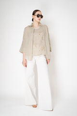 Lorena Antoniazzi Sleeveless Ramie Top with Floral Beading Embroidery in Clay Vancouver. Shop Online or in Store.