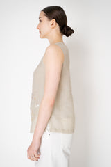 Lorena Antoniazzi Sleeveless Ramie Top with Floral Beading Embroidery in Clay Vancouver. Shop Online or in Store.