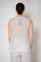 Lorena Antoniazzi Sleeveless Ramie Top with Floral Beading Embroidery in White Vancouver. Shop Online or in Store.