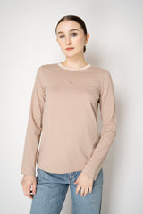 Lorena Antoniazzi Stretch Cotton Long Sleeve Top in Rosewood Pink Vancouver. Shop Online or in Store.