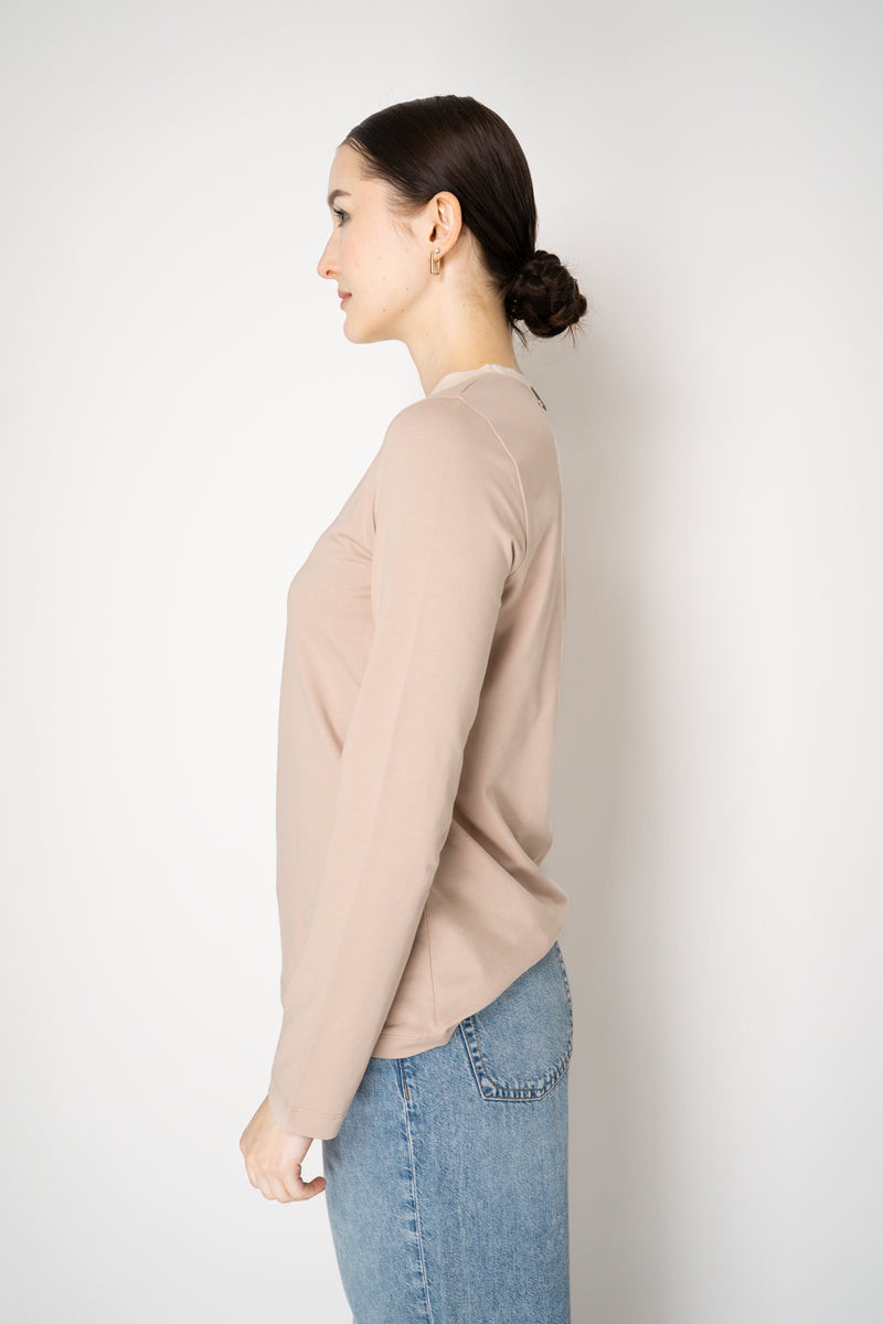 Lorena Antoniazzi Stretch Cotton Long Sleeve Top in Rosewood Pink Vancouver. Shop Online or in Store.