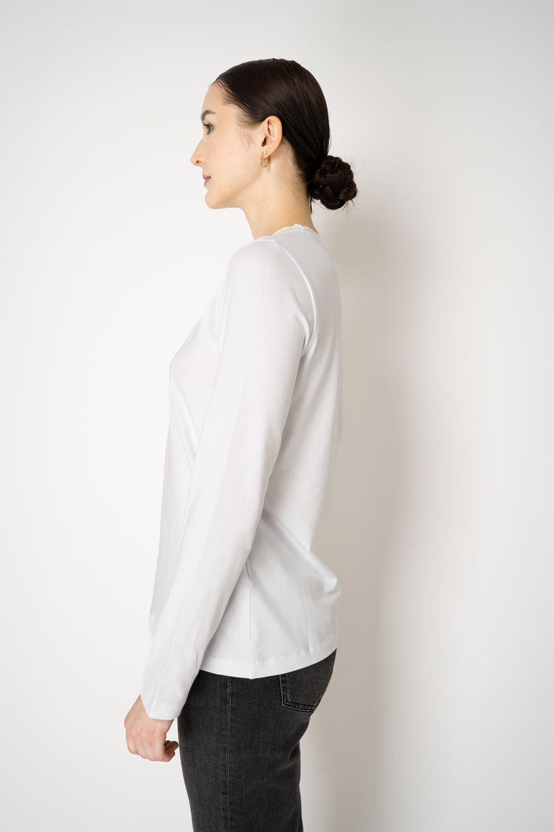 Lorena Antoniazzi Stretch Cotton Long Sleeve Top in White Vancouver. Shop Online or in Store.