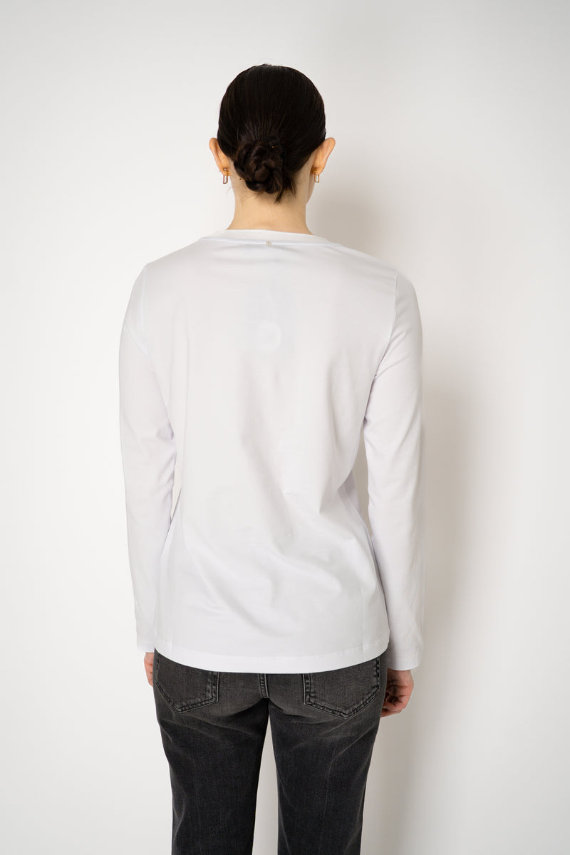 Lorena Antoniazzi Stretch Cotton Long Sleeve Top in White Vancouver. Shop Online or in Store.