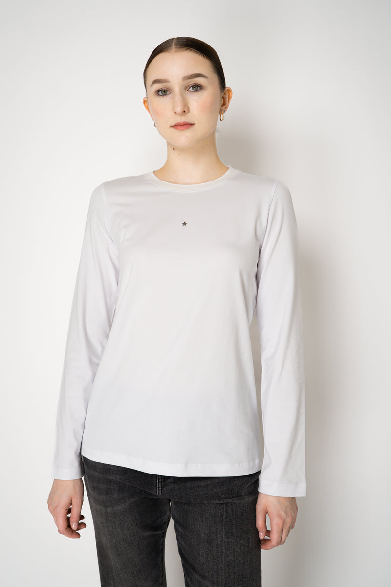 Lorena Antoniazzi Stretch Cotton Long Sleeve Top in White Vancouver. Shop Online or in Store.