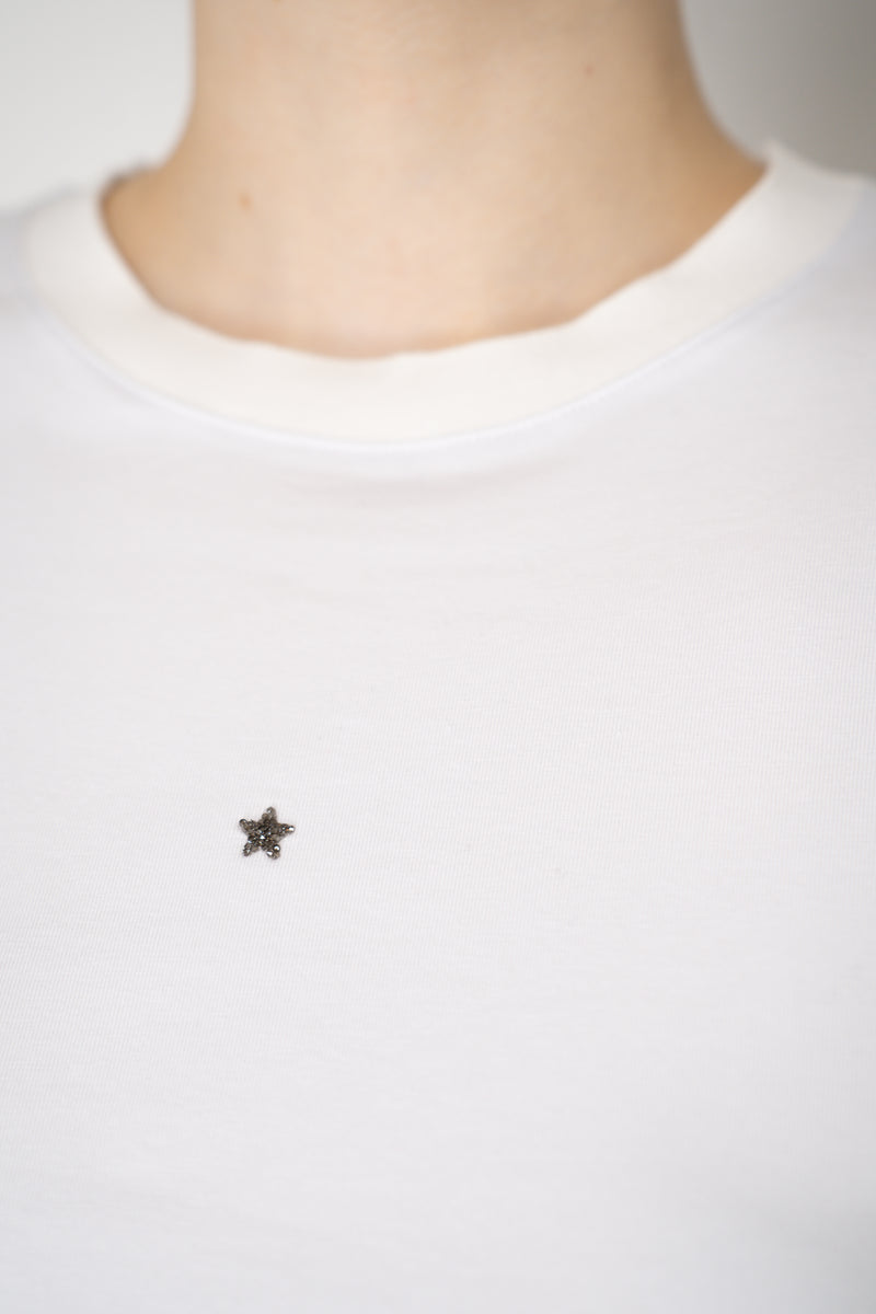 Lorena Antoniazzi Stretch Cotton Short Sleeve Top in White Vancouver. Shop Online or in Store.