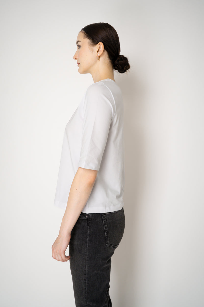 Lorena Antoniazzi Stretch Cotton Short Sleeve Top in White Vancouver. Shop Online or in Store.