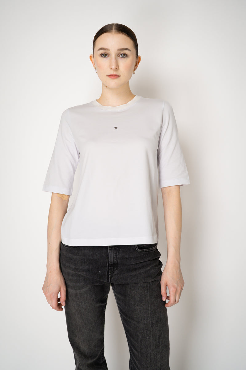 Lorena Antoniazzi Stretch Cotton Short Sleeve Top in White Vancouver. Shop Online or in Store.