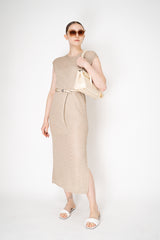 Lorena Antoniazzi Stretch Knit Sleeveless Dress in Gold Vancouver. Shop Online or in Store.