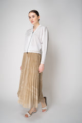 Lorena Antoniazzi Stretch Tulle Pleated Skirt in Beige Print Vancouver. Shop Online or in Store.