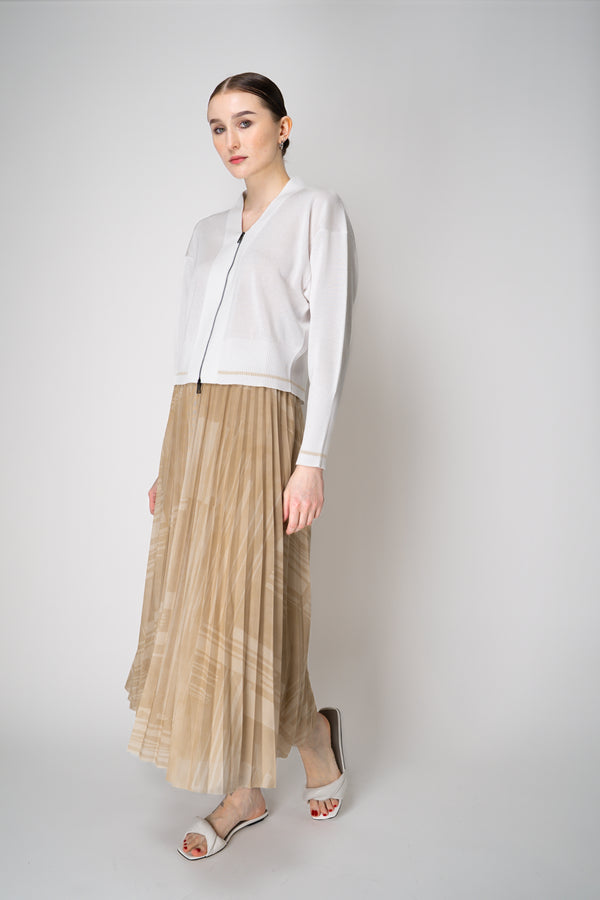 Lorena Antoniazzi Stretch Tulle Pleated Skirt in Beige Print Vancouver. Shop Online or in Store.