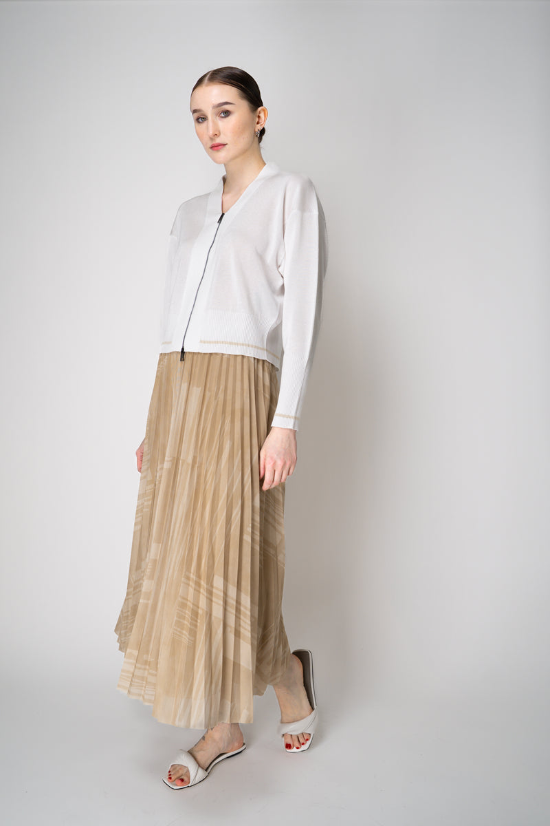 Lorena Antoniazzi Stretch Tulle Pleated Skirt in Beige Print Vancouver. Shop Online or in Store.