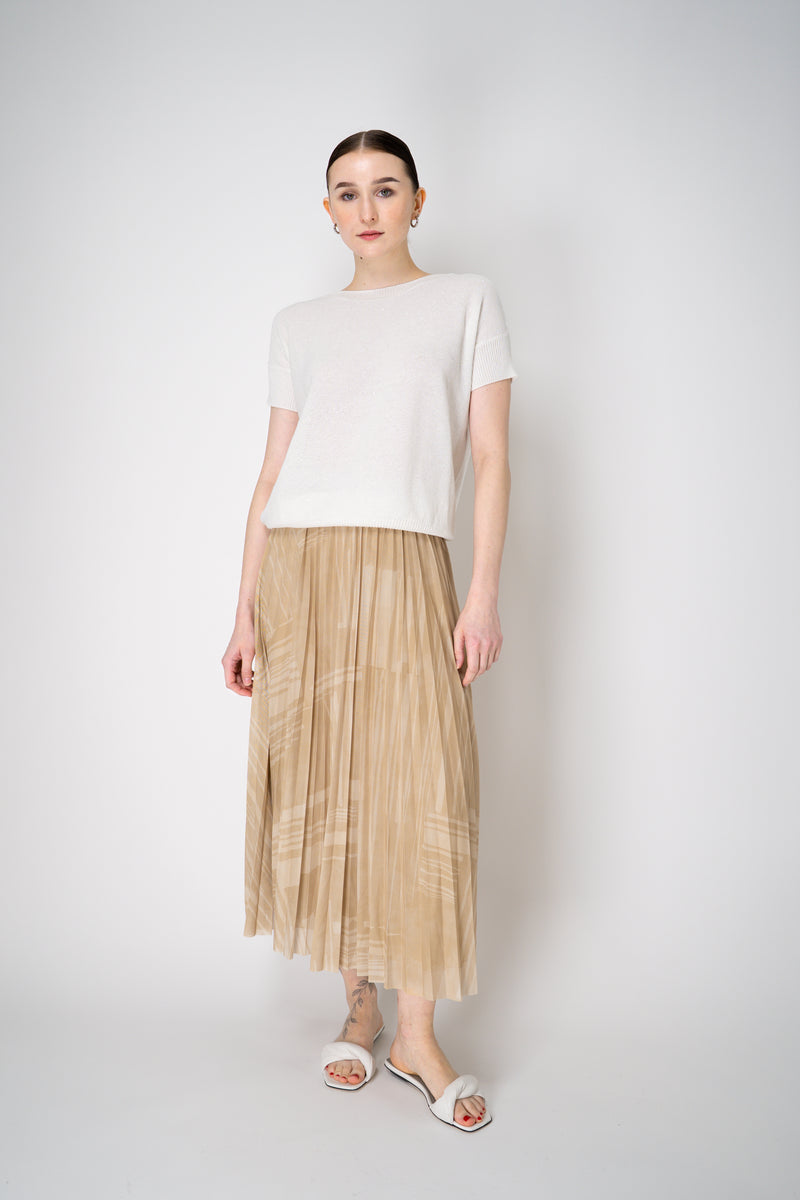 Lorena Antoniazzi Stretch Tulle Pleated Skirt in Beige Print Vancouver. Shop Online or in Store.