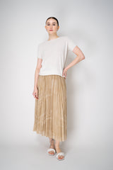 Lorena Antoniazzi Stretch Tulle Pleated Skirt in Beige Print Vancouver. Shop Online or in Store.