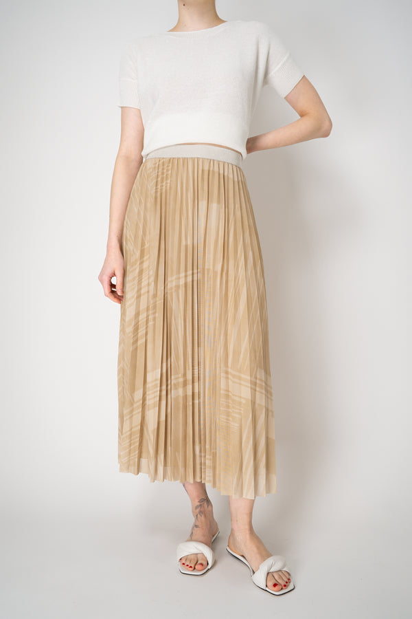 Lorena Antoniazzi Stretch Tulle Pleated Skirt in Beige Print Vancouver. Shop Online or in Store.