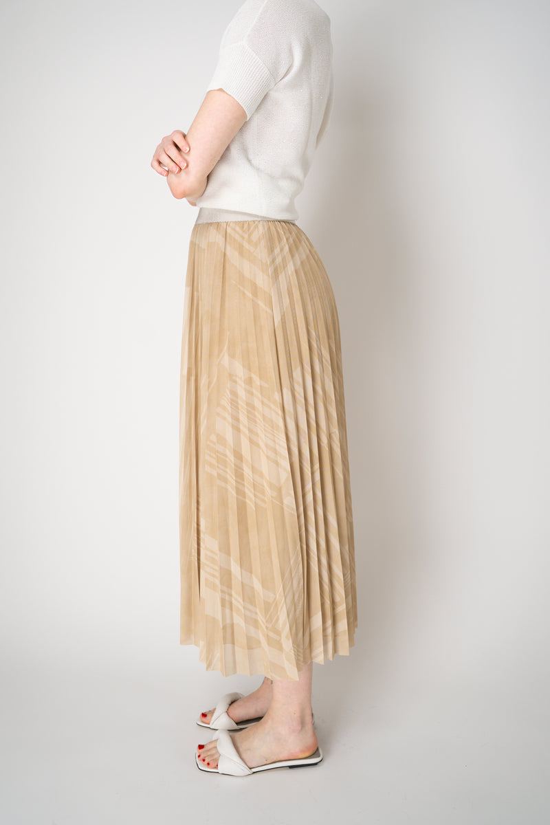 Lorena Antoniazzi Stretch Tulle Pleated Skirt in Beige Print Vancouver. Shop Online or in Store.