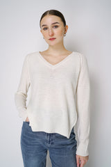 Lorena Antoniazzi Subtle Sparkle Cashmere Blend Knitted Pullover in Off-White Vancouver. Shop Online or in Store. 
