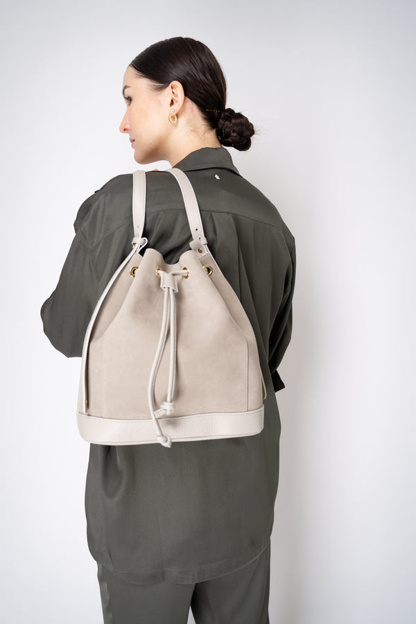 Lorena Antoniazzi Suede Leather Bucket Bag in Beige Vancouver. Shop Online or in Store