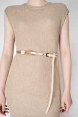 Lorena Antoniazzi Thin Rope and Leather Buckle Belt in Off-White and Brown Vancouver. Shop Online or in Store.