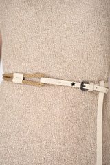 Lorena Antoniazzi Thin Rope and Leather Buckle Belt in Off-White and Brown Vancouver. Shop Online or in Store.