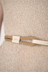 Lorena Antoniazzi Thin Rope and Leather Buckle Belt in Off-White and Brown Vancouver. Shop Online or in Store.