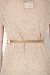 Lorena Antoniazzi Thin Rope and Leather Buckle Belt in Off-White and Brown Vancouver. Shop Online or in Store.