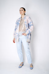 Lorena Antoniazzi Tropical Print Taffeta Bomber Jacket in Pastel Pink Vancouver. Shop Online or in Store.