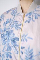 Lorena Antoniazzi Tropical Print Taffeta Bomber Jacket in Pastel Pink Vancouver. Shop Online or in Store.