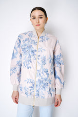 Lorena Antoniazzi Tropical Print Taffeta Bomber Jacket in Pastel Pink Vancouver. Shop Online or in Store.