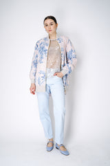 Lorena Antoniazzi Tropical Print Taffeta Bomber Jacket in Pastel Pink Vancouver. Shop Online or in Store.