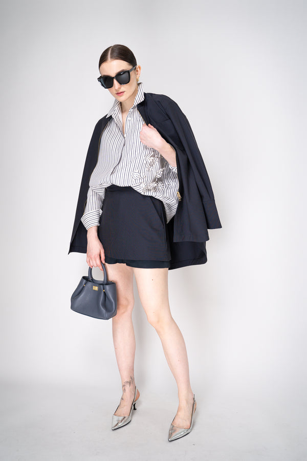 Lorena Antoniazzi Tropical Wool Micro Pinstripe Skort in Navy Vancouver. Shop Online or in Store