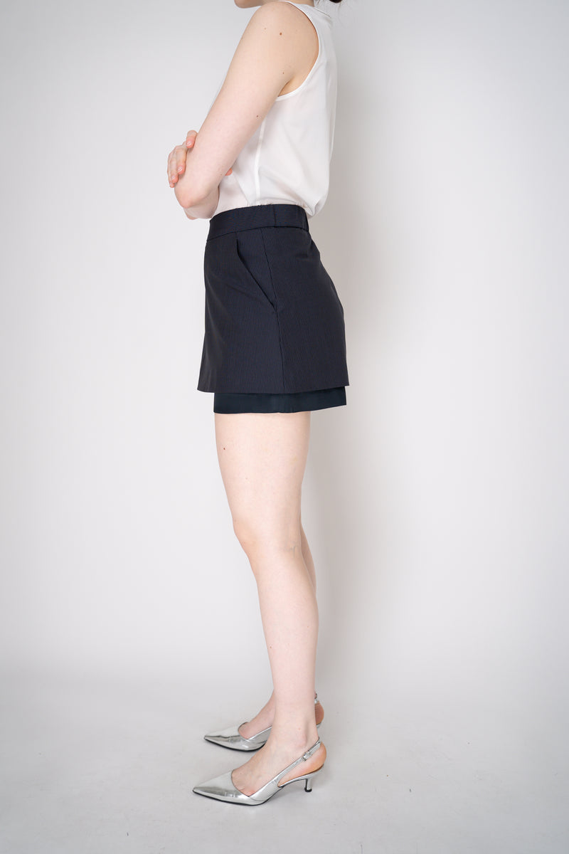 Lorena Antoniazzi Tropical Wool Micro Pinstripe Skort in Navy Vancouver. Shop Online or in Store