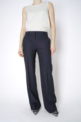 Lorena Antoniazzi Tropical Wool Pin-Stripe Trousers in Navy Vancouver. Shop Online or in Store.